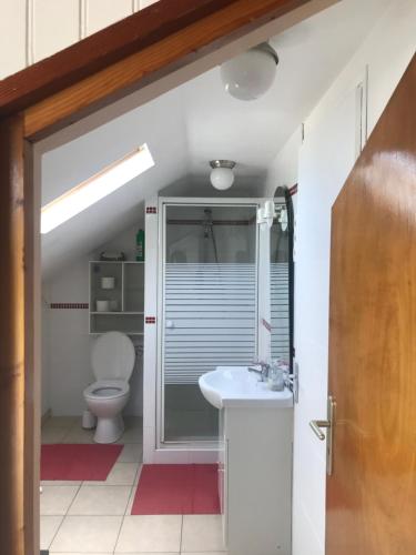 La salle de bains est pourvue d'un lavabo et de toilettes. dans l'établissement Chelles - Paris - Disneyland Marne la vallée, à Chelles