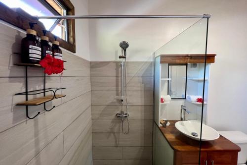 Fare Te Ava - Comfy cabin w Private Beach Accessにあるバスルーム