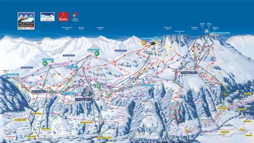 a map of a ski resort in the snow at Schmetterling in Bettmeralp