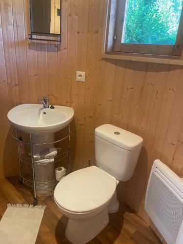 a bathroom with a toilet and a sink at La barrique in Faymont
