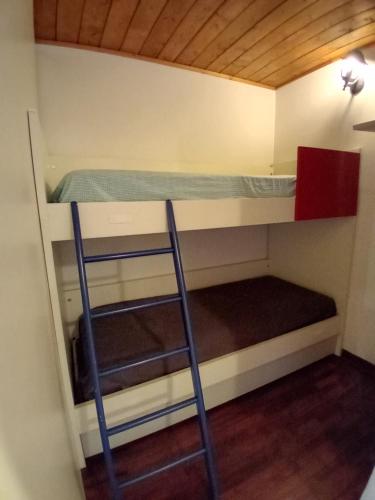 a bunk bed with a ladder in a room at La casa nel cuore di La Thuile in La Thuile