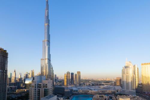 a view of a city skyline with the tallest building at 1BR Boulevard View 29 Blvd T2 Downtown in Dubai