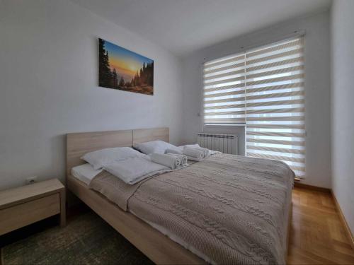 Un dormitorio con una cama grande y una ventana. en Apartman Tesla Pale, en Pale