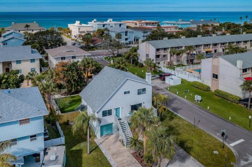 an aerial view of a city with houses and the ocean at Beautiful Beach Home in Clearwater Beach