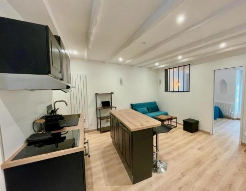 Zimmer mit Küche und Wohnzimmer in der Unterkunft Sydel2 in Paris