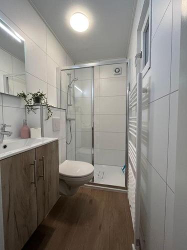 Koupelna v ubytování Moderne chalet met airco in Blankenberge