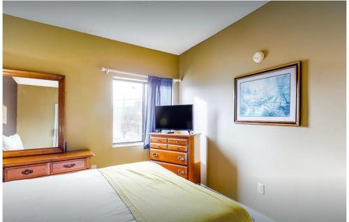 a bedroom with a bed and a tv and a mirror at RRP Condo in Pigeon Forge