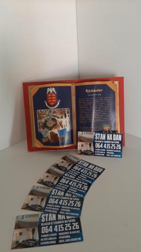 a box with a picture of a train on it at Garden apartment & parking in Kraljevo