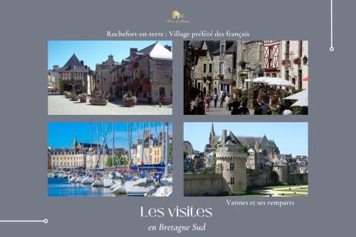 a collage of pictures of cities and buildings at TY AR STIVELL, l’équilibre entre terre et mer 4-7 personnes à MOELAN SUR MER in Moëlan-sur-Mer