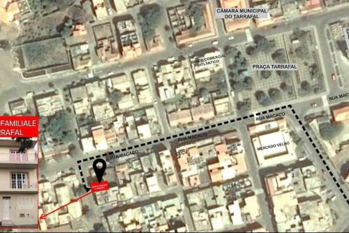 a map of a city with a red marker at Maison familiale à Tarrafal. in Tarrafal