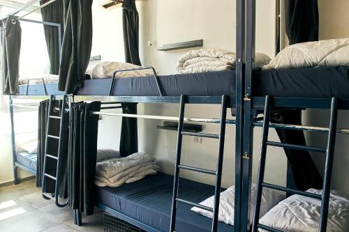 Katil dua tingkat atau katil-katil dua tingkat dalam bilik di Jungle Jaffa Hostel Age 18 to 45
