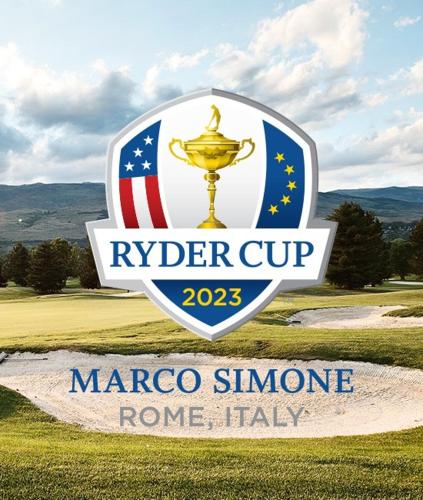 a sign for the ryder cup marco simononoorgeorge course at Antoine in Marco Simone