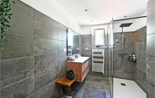 a bathroom with a shower and a sink at Nice Home In Maubec With 3 Bedrooms, Private Swimming Pool And Outdoor Swimming Pool in Maubec