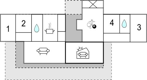 a block diagram of a bathroom with four toilets at Four-Bedroom Holiday Home In Juelsminde in Juelsminde