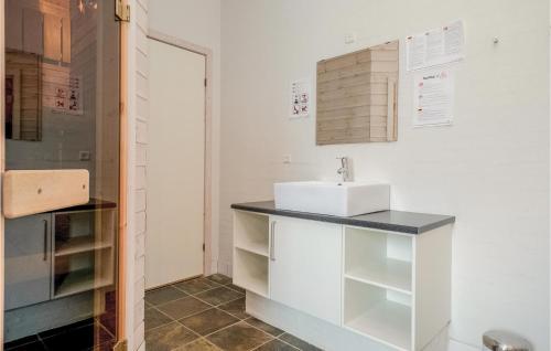 HelberskovにあるNice Home In Hadsund With 3 Bedrooms, Sauna And Wifiのバスルーム(白い洗面台、カウンター付)