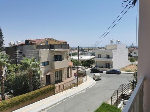 a view of a street from a building at Oroklini Hideaway in Voroklini