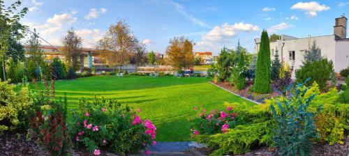 a garden with flowers and plants at AtmosferA in Bydgoszcz