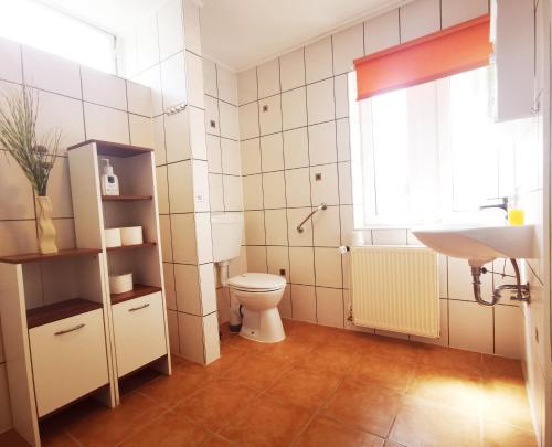 Koupelna v ubytování Ferienbungalow Kastanie