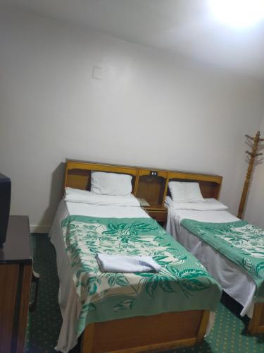 dos camas sentadas una al lado de la otra en una habitación en Hotel minia en Al Minya