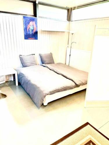 1 Schlafzimmer mit 2 Betten in einem Zimmer in der Unterkunft Private place, no sharing in Herlev