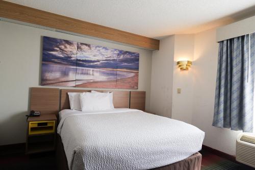 a bedroom with a bed and a painting on the wall at Days Inn by Wyndham Flint/Bishop International Airport in Flint