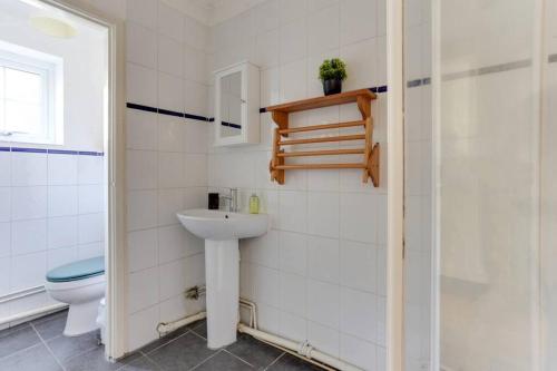 Roman Cottage Chelmsford في تشيلمسفورد: حمام مع حوض ومرحاض