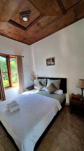 a bedroom with a large white bed in a room at Manigelang Villa in Singaraja