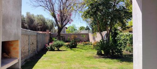a backyard with a fence and a yard with plants at La casa de Flor in San Martín