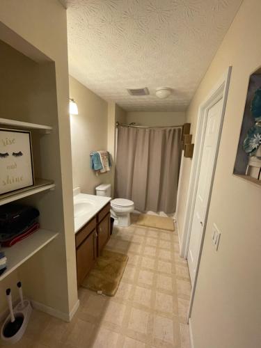 コロンバスにあるHome sweet homeのトイレと洗面台付きのバスルーム