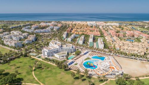 an aerial view of the resort and the beach at ALEGRIA Costa Ballena Aquafun in Costa Ballena