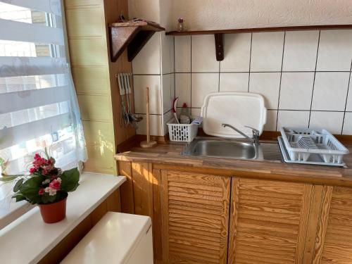 cocina con fregadero y encimera en Apartment Old Hüsung by Interhome, en Mirow