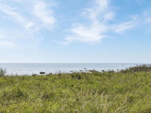 a beach with grass and the ocean in the background at Holiday Home Västra Näs by Interhome in Sölvesborg