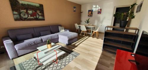un salon avec un canapé et une table dans l'établissement Bel Appartement plein centre Nice, à Nice