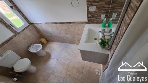 vistas a un baño con lavabo y aseo en Las Gualeyas en Gualeguay