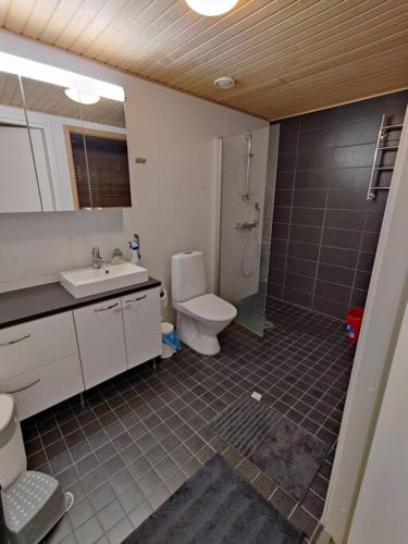 Koupelna v ubytování Kotimaailma - Tilava kotoisa kolmio saunalla Espoossa