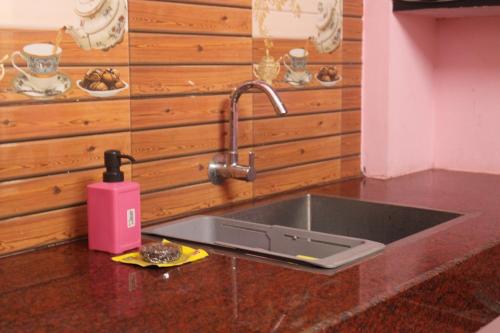 a kitchen sink with a faucet on a counter at Casa De Vacation in Tiruchchendūr