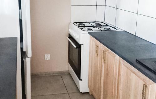 a white stove top oven in a kitchen at Gorgeous Apartment In Lodz With Kitchenette in Łódź