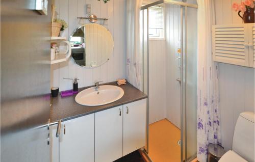 Grønhøjにある3 Bedroom Cozy Home In Lkkenのバスルーム(洗面台、鏡付)