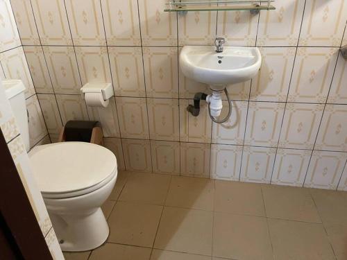 een badkamer met een toilet en een wastafel bij Villa Thomas 