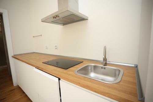 a kitchen counter with a sink and a microwave at Cozy Loft in charme position - Brera Moscova in Milan