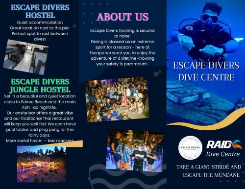 תעודה, פרס, שלט או מסמך אחר המוצג ב-Escape Divers Hostel