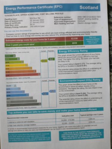 フォート・ウィリアムにあるLoch Viewのスコットランドエネルギー性能指針ポスター