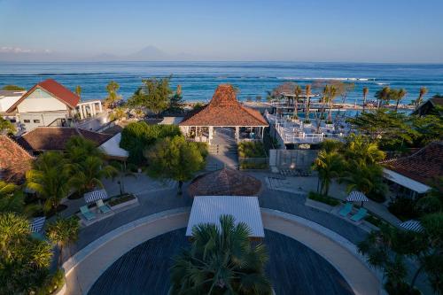 an aerial view of a resort near the ocean at FRii Resort Gili Trawangan in Gili Trawangan