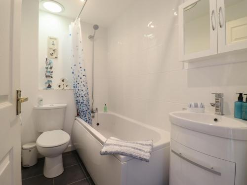 モイルブレにあるTritons Retreatのトイレと洗面台を備えた白いバスルーム