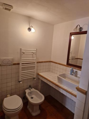 a bathroom with a toilet and a sink and a mirror at Pepe's Place - Carlo Alberto in Rome