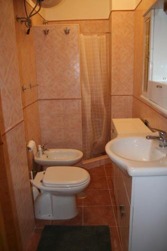 a bathroom with a toilet and a sink at Appartamento Arnolucci in Rovere