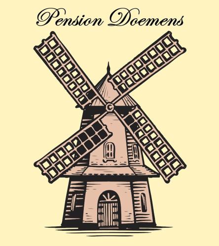 a drawing of a mill with the words permission documents at Privat-Pension-Doemens in Aachen