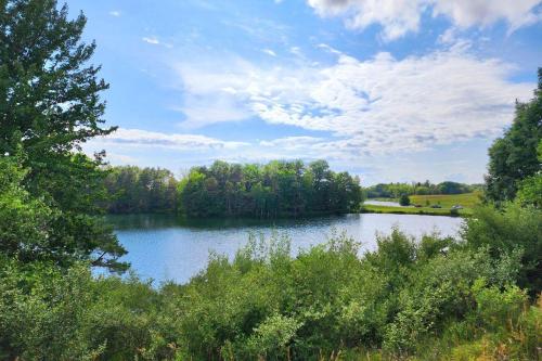 a view of a lake with trees and clouds at Reflections in Harbor Springs