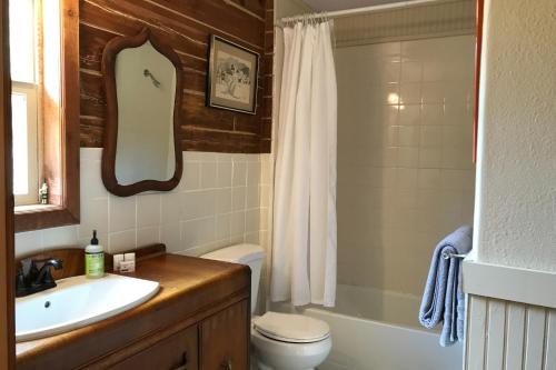 a bathroom with a sink and a toilet and a tub at Trail's End in South Fork
