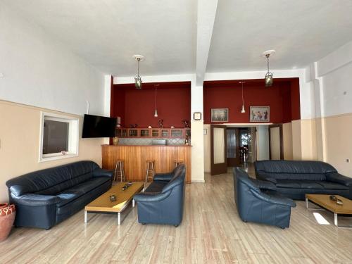 Hotel Galini في بارغا: غرفة معيشة بها كنبتين وتلفزيون